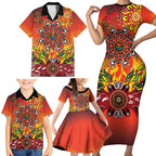 NAIDOC Week 2026 Family Matching Short Sleeve Bodycon Dress and Hawaiian Shirt 50 Years of Deadly Aboriginal Dot Art