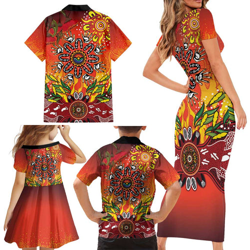 NAIDOC Week 2026 Family Matching Short Sleeve Bodycon Dress and Hawaiian Shirt 50 Years of Deadly Aboriginal Dot Art