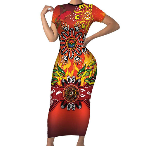 NAIDOC Week 2026 Family Matching Short Sleeve Bodycon Dress and Hawaiian Shirt 50 Years of Deadly Aboriginal Dot Art