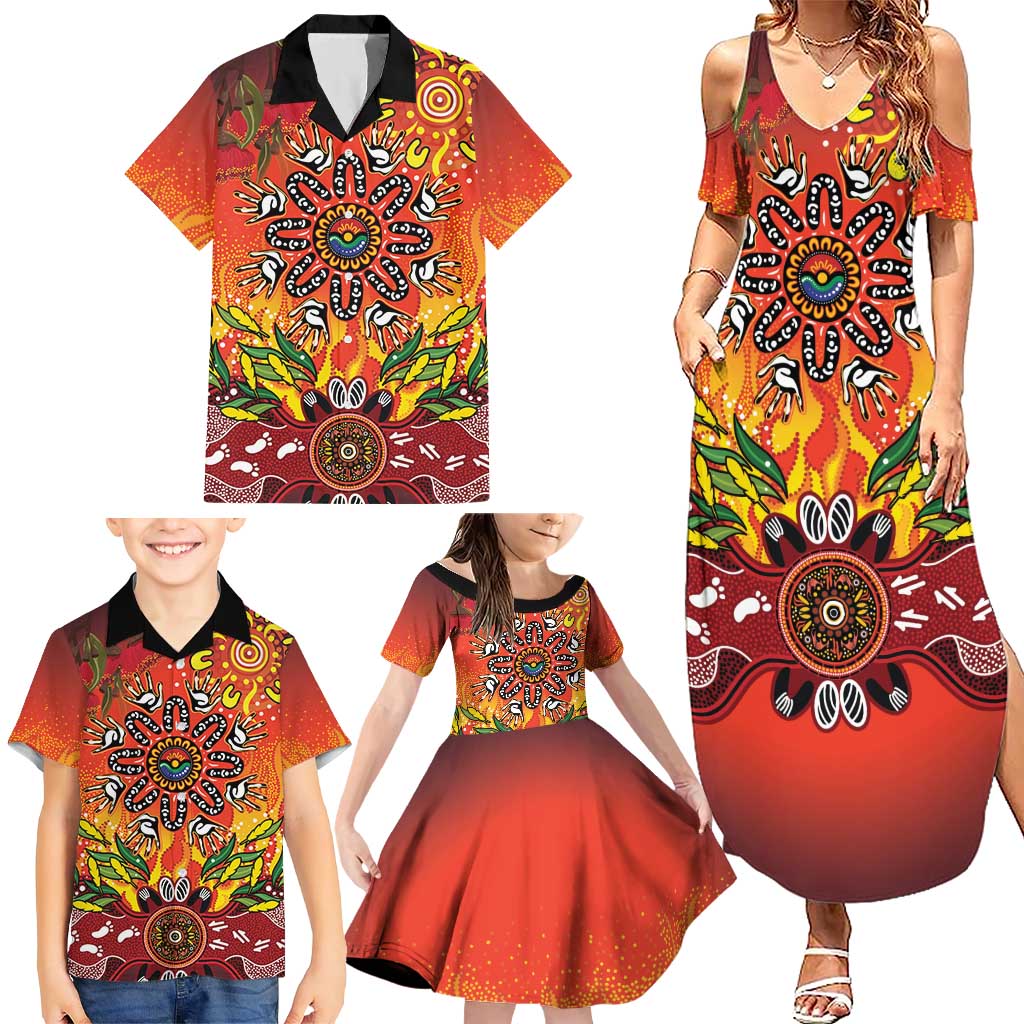 NAIDOC Week 2026 Family Matching Summer Maxi Dress and Hawaiian Shirt 50 Years of Deadly Aboriginal Dot Art