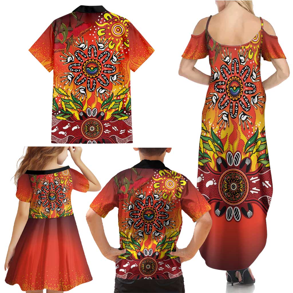 NAIDOC Week 2026 Family Matching Summer Maxi Dress and Hawaiian Shirt 50 Years of Deadly Aboriginal Dot Art