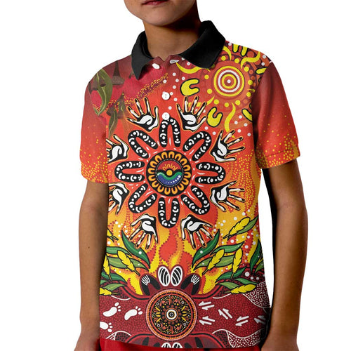 NAIDOC Week 2026 Kid Polo Shirt 50 Years of Deadly Aboriginal Dot Art