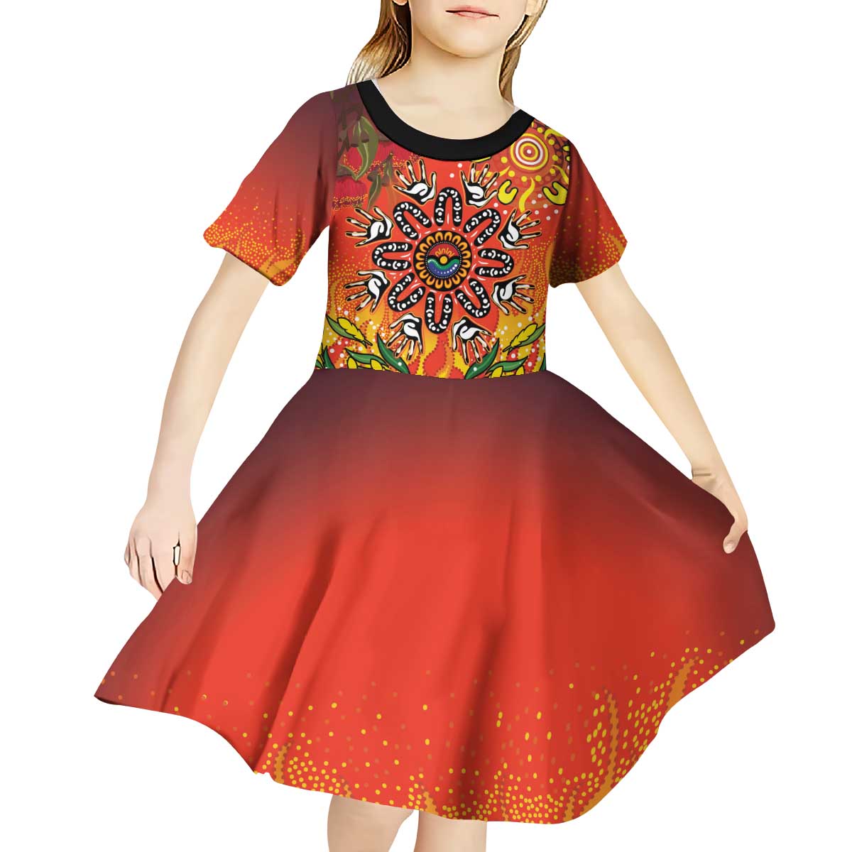 NAIDOC Week 2026 Kid Short Sleeve Dress 50 Years of Deadly Aboriginal Dot Art