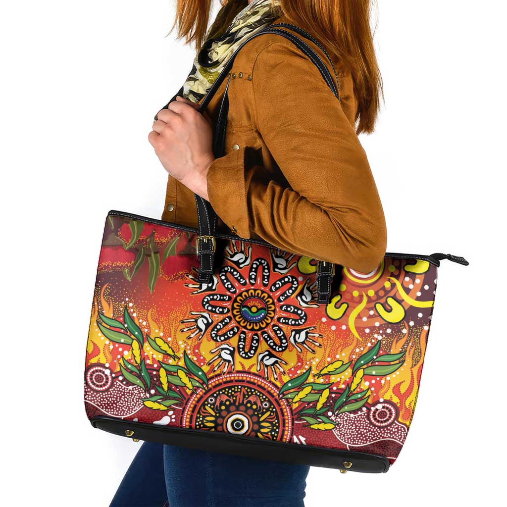 NAIDOC Week 2026 Leather Tote Bag 50 Years of Deadly Aboriginal Dot Art