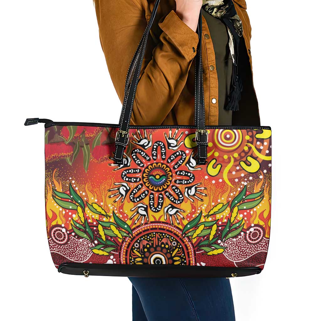 NAIDOC Week 2026 Leather Tote Bag 50 Years of Deadly Aboriginal Dot Art
