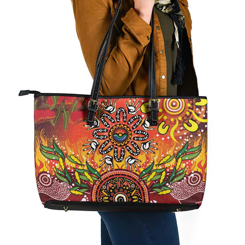 NAIDOC Week 2026 Leather Tote Bag 50 Years of Deadly Aboriginal Dot Art