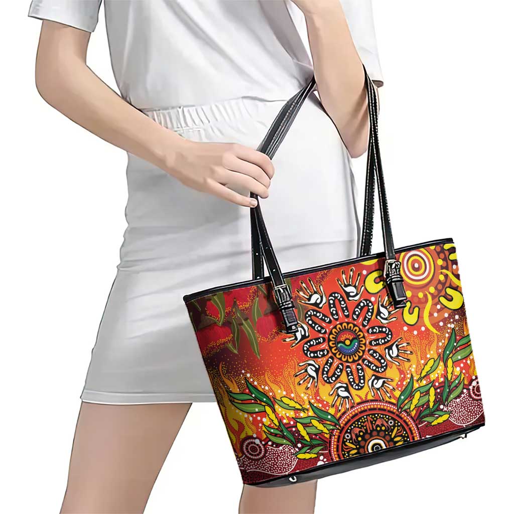 NAIDOC Week 2026 Leather Tote Bag 50 Years of Deadly Aboriginal Dot Art