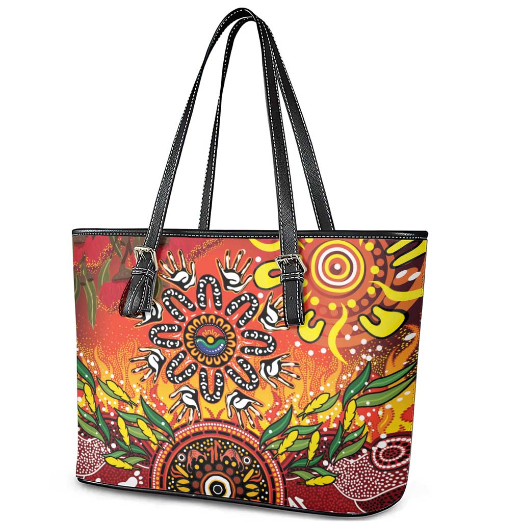 NAIDOC Week 2026 Leather Tote Bag 50 Years of Deadly Aboriginal Dot Art