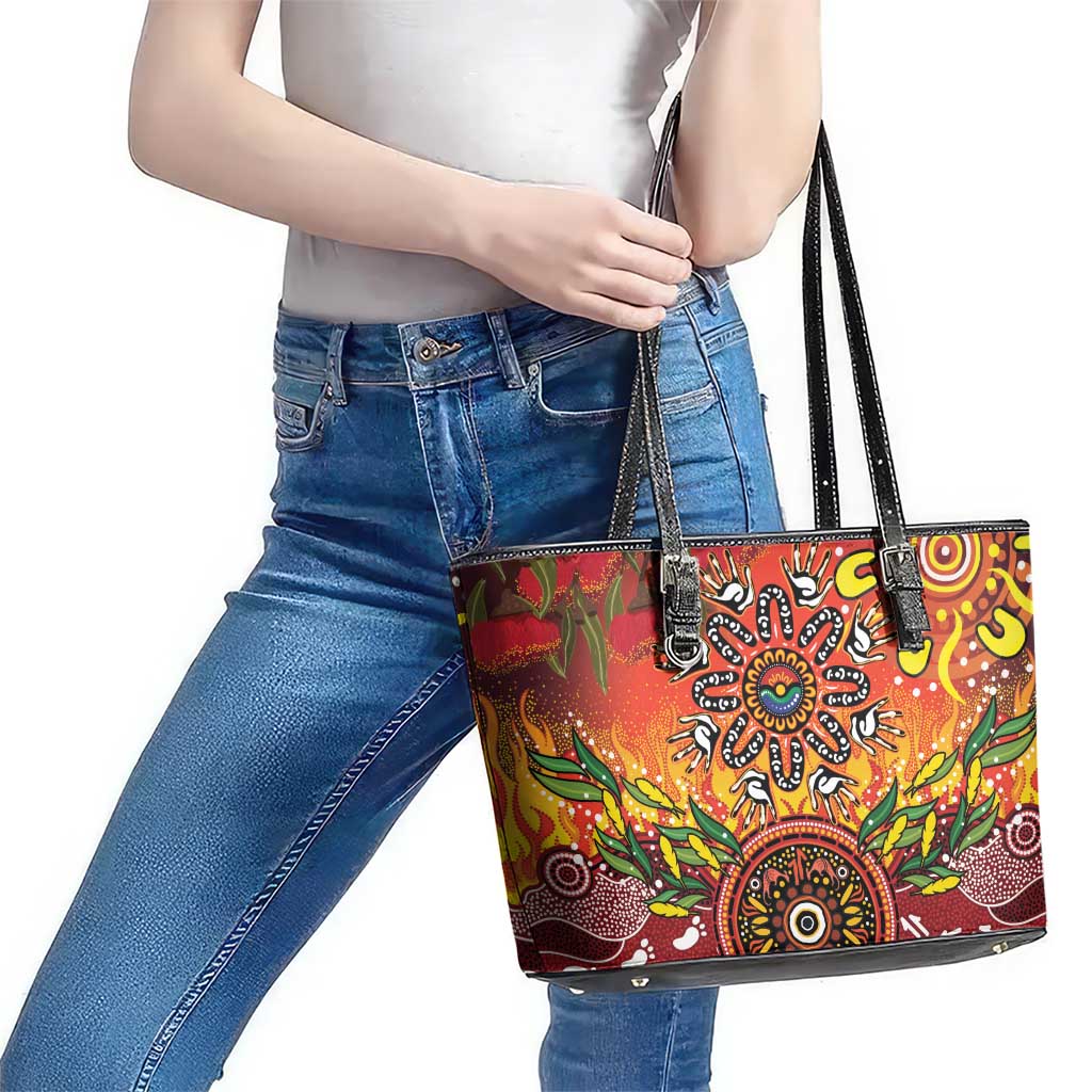 NAIDOC Week 2026 Leather Tote Bag 50 Years of Deadly Aboriginal Dot Art