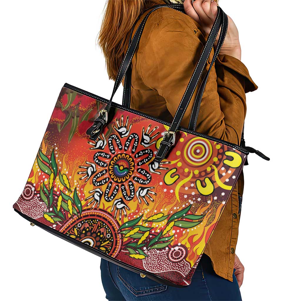 NAIDOC Week 2026 Leather Tote Bag 50 Years of Deadly Aboriginal Dot Art