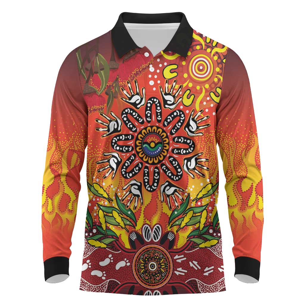 NAIDOC Week 2026 Long Sleeve Polo Shirt 50 Years of Deadly Aboriginal Dot Art