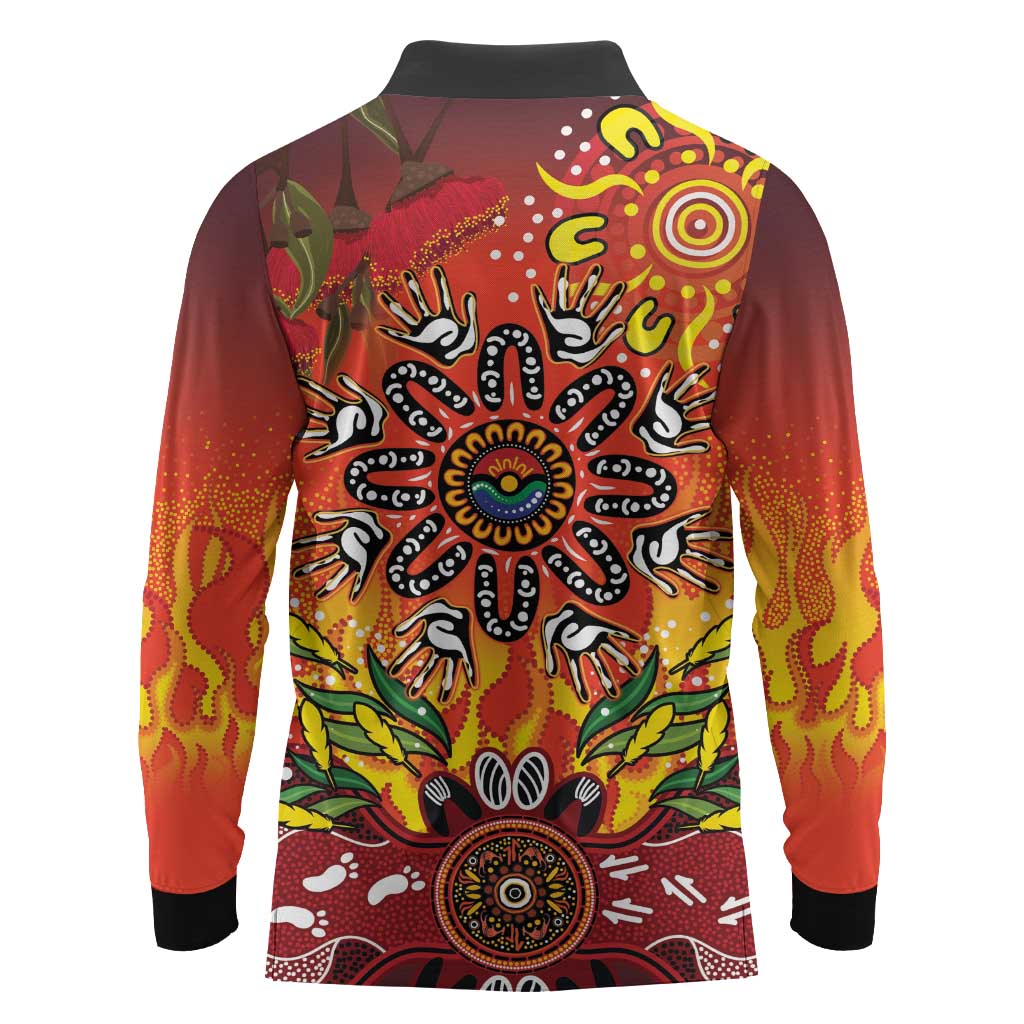 NAIDOC Week 2026 Long Sleeve Polo Shirt 50 Years of Deadly Aboriginal Dot Art