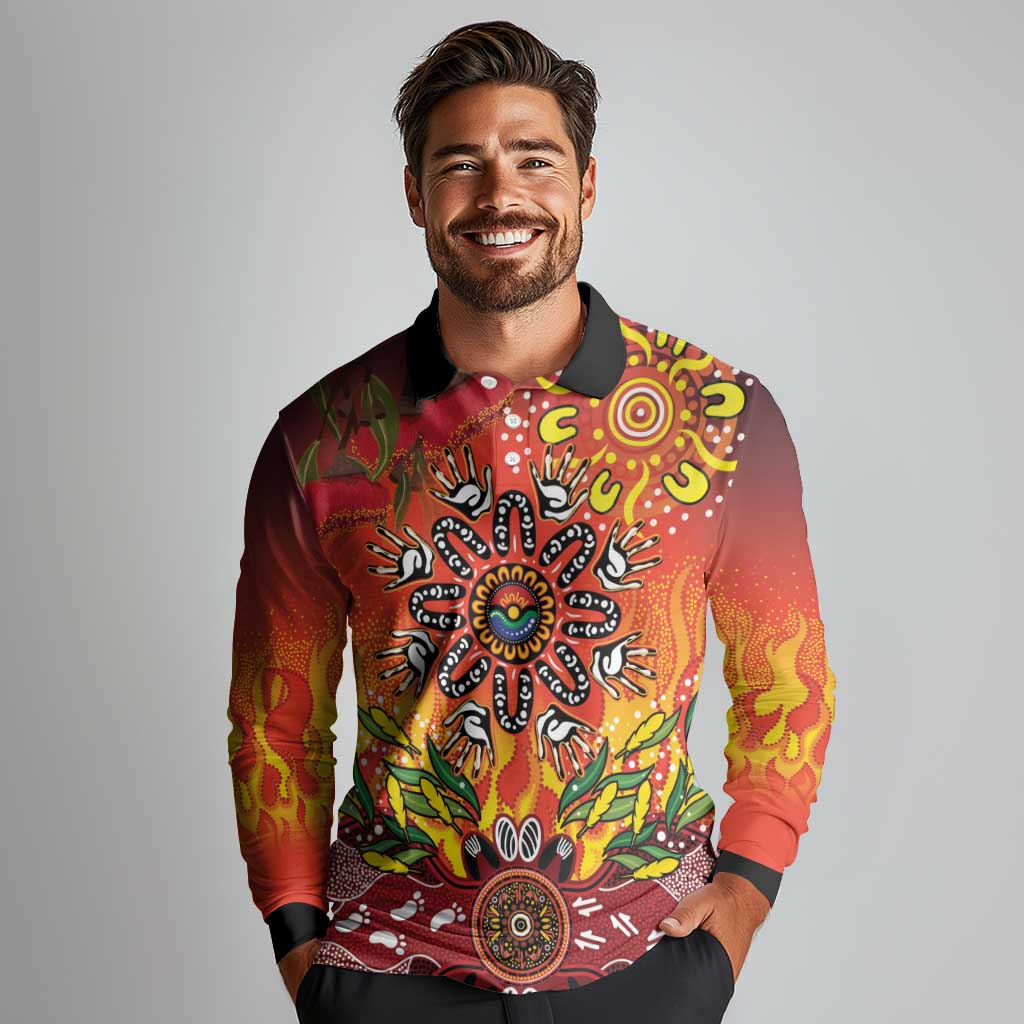 NAIDOC Week 2026 Long Sleeve Polo Shirt 50 Years of Deadly Aboriginal Dot Art