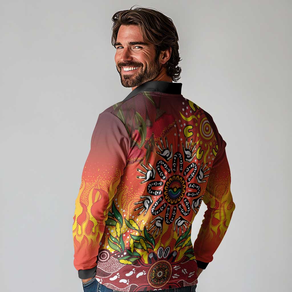 NAIDOC Week 2026 Long Sleeve Polo Shirt 50 Years of Deadly Aboriginal Dot Art