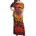 NAIDOC Week 2026 Off Shoulder Maxi Dress 50 Years of Deadly Aboriginal Dot Art