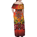 NAIDOC Week 2026 Off Shoulder Maxi Dress 50 Years of Deadly Aboriginal Dot Art