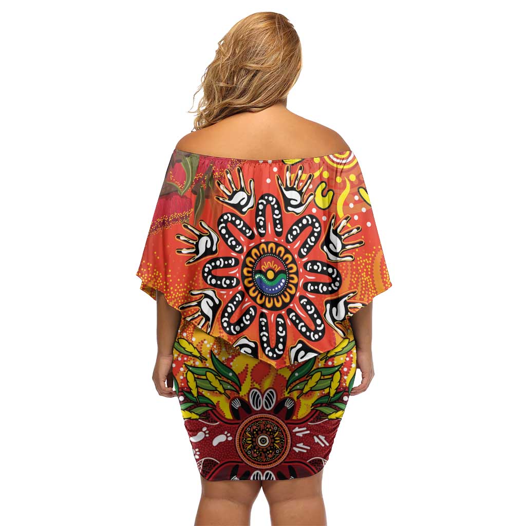 NAIDOC Week 2026 Off Shoulder Short Dress 50 Years of Deadly Aboriginal Dot Art