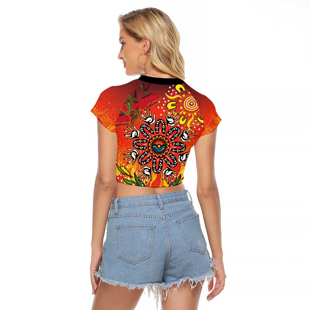 NAIDOC Week 2026 Raglan Cropped T Shirt 50 Years of Deadly Aboriginal Dot Art