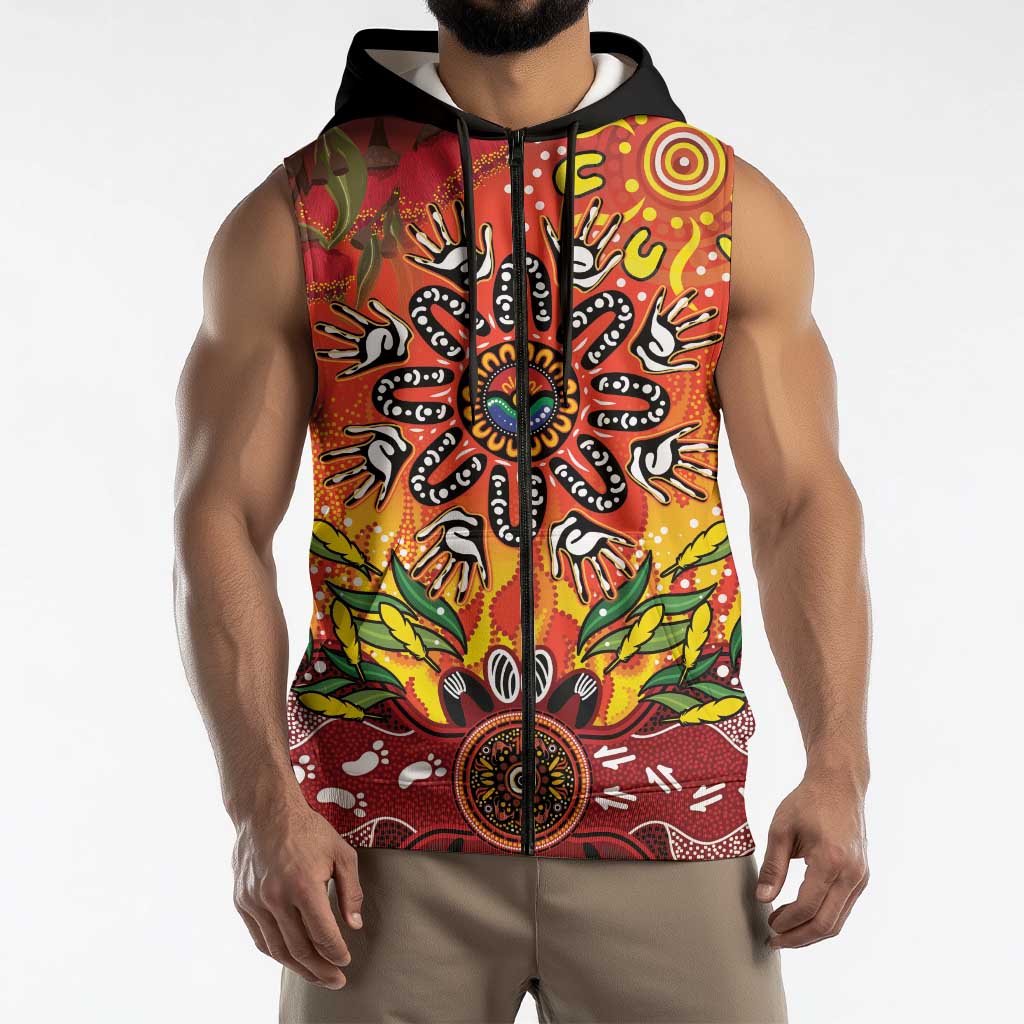 NAIDOC Week 2026 Sleeveless Zip Hoodie 50 Years of Deadly Aboriginal Dot Art