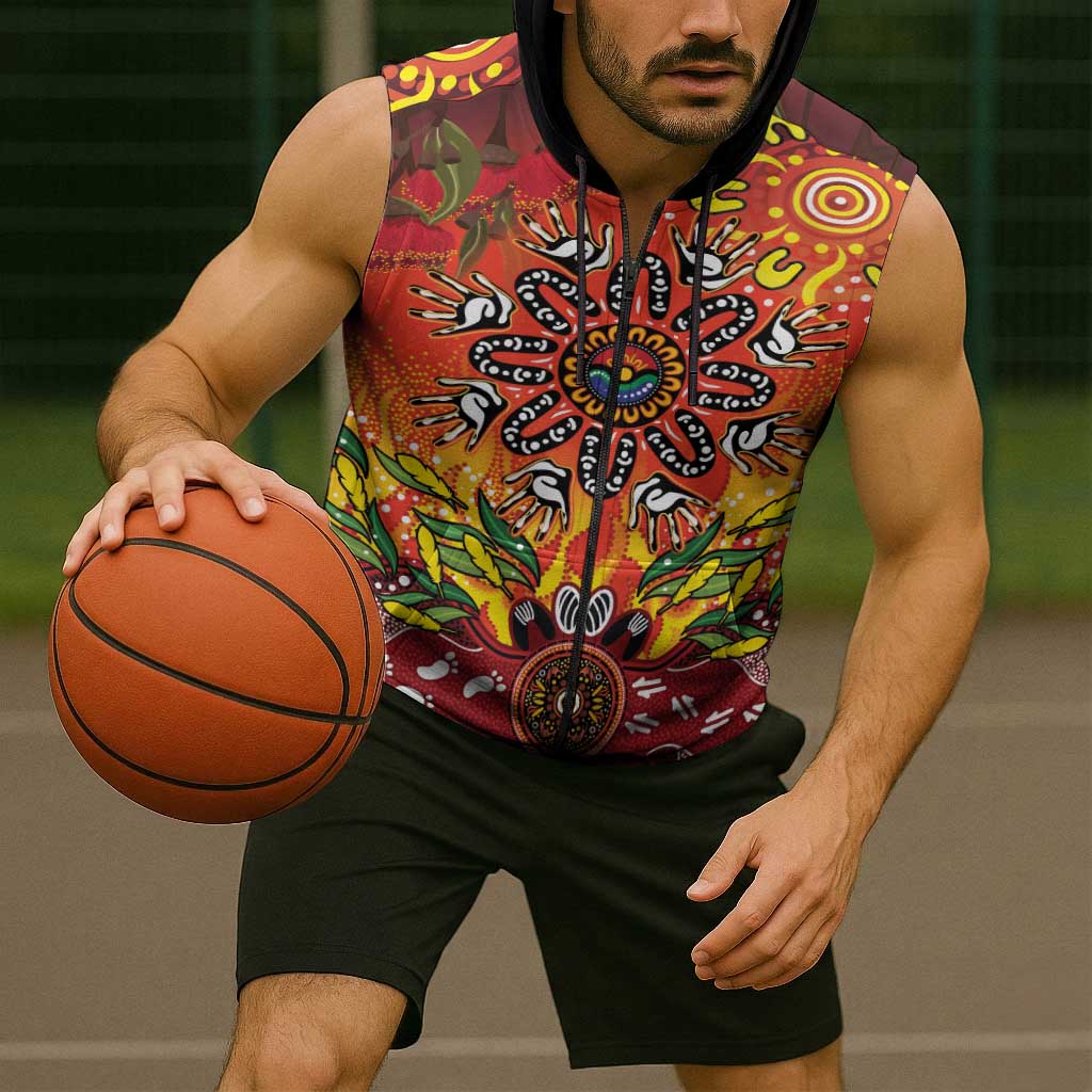 NAIDOC Week 2026 Sleeveless Zip Hoodie 50 Years of Deadly Aboriginal Dot Art
