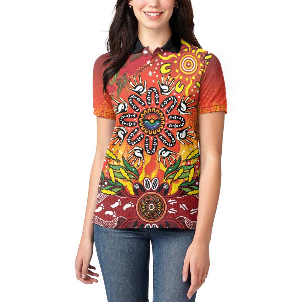 NAIDOC Week 2026 Women Polo Shirt 50 Years of Deadly Aboriginal Dot Art
