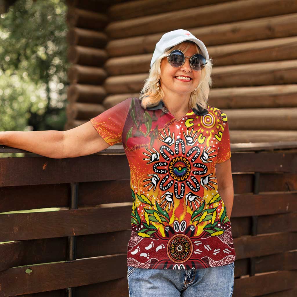 NAIDOC Week 2026 Women Polo Shirt 50 Years of Deadly Aboriginal Dot Art