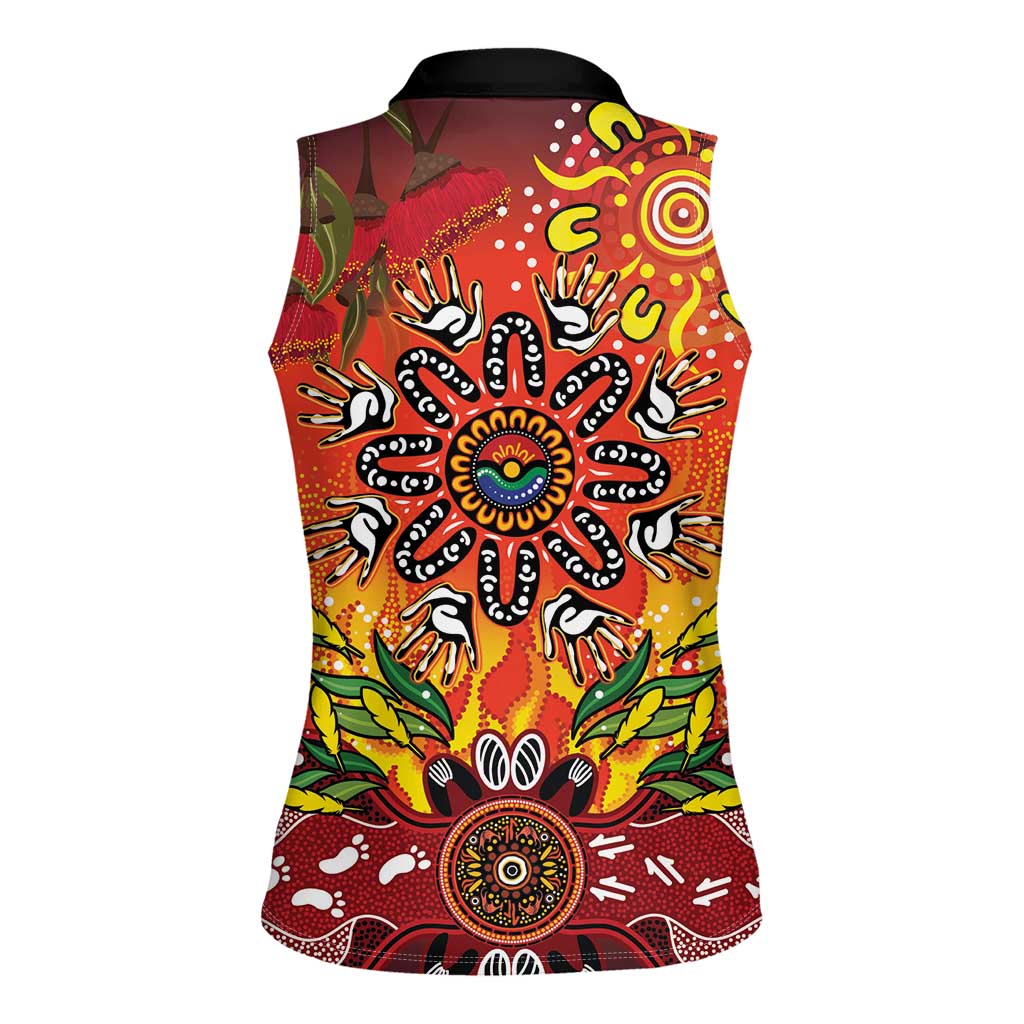 NAIDOC Week 2026 Women Sleeveless Polo Shirt 50 Years of Deadly Aboriginal Dot Art