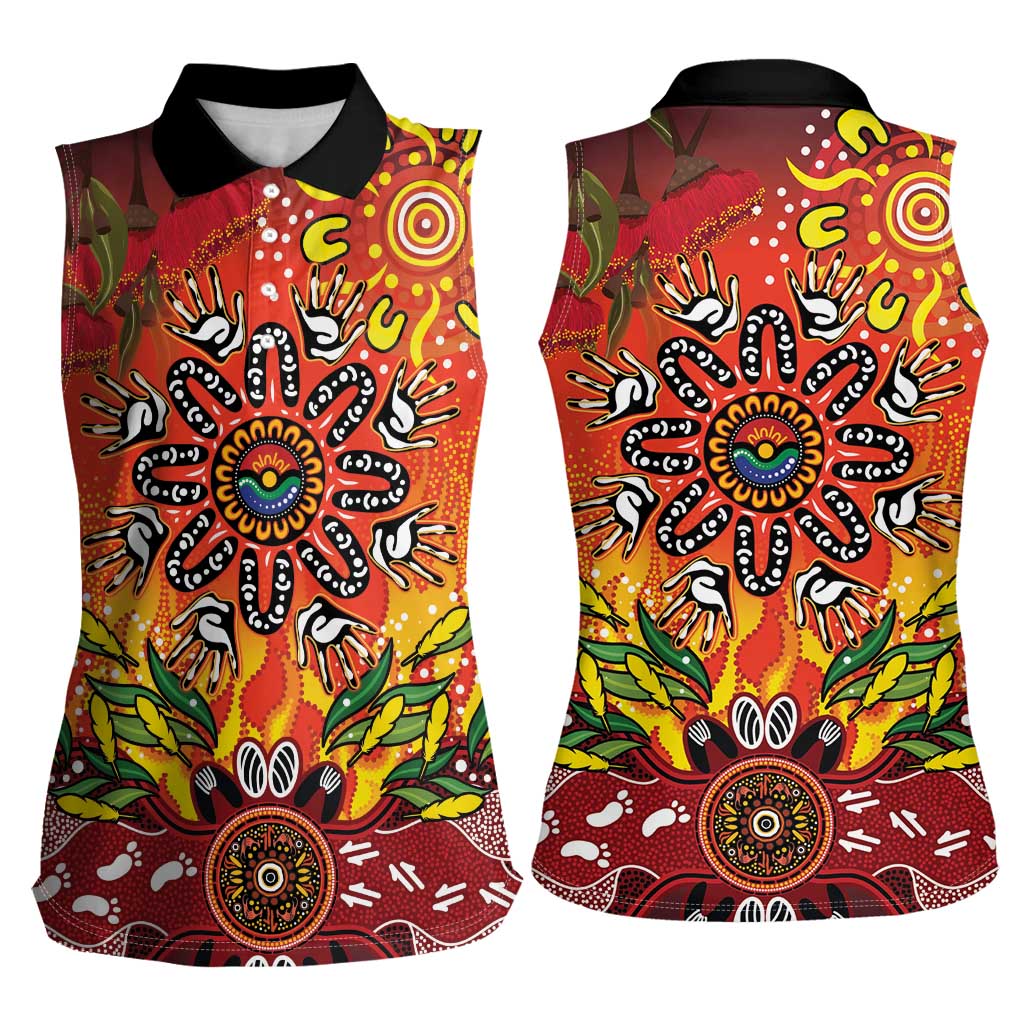 NAIDOC Week 2026 Women Sleeveless Polo Shirt 50 Years of Deadly Aboriginal Dot Art