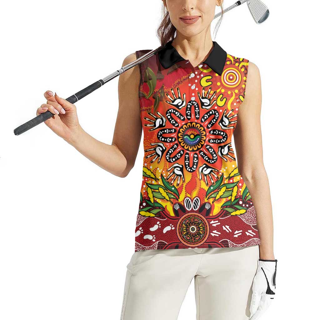 NAIDOC Week 2026 Women Sleeveless Polo Shirt 50 Years of Deadly Aboriginal Dot Art