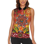NAIDOC Week 2026 Women Sleeveless Polo Shirt 50 Years of Deadly Aboriginal Dot Art