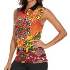NAIDOC Week 2026 Women Sleeveless Polo Shirt 50 Years of Deadly Aboriginal Dot Art