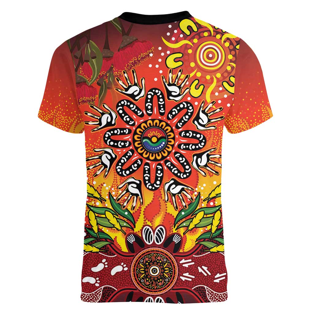 NAIDOC Week 2026 Women V-Neck T-Shirt 50 Years of Deadly Aboriginal Dot Art