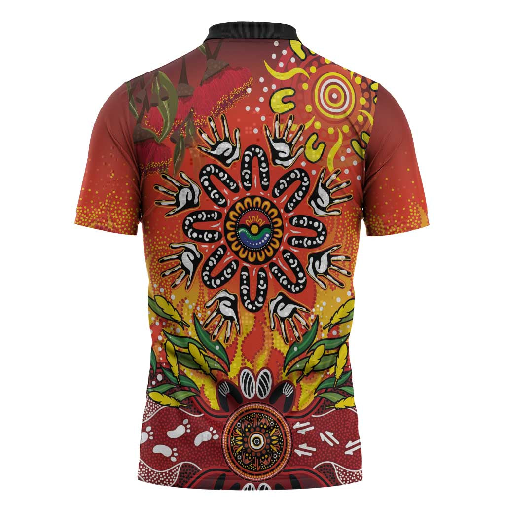 NAIDOC Week 2026 Zipper Polo Shirt 50 Years of Deadly Aboriginal Dot Art