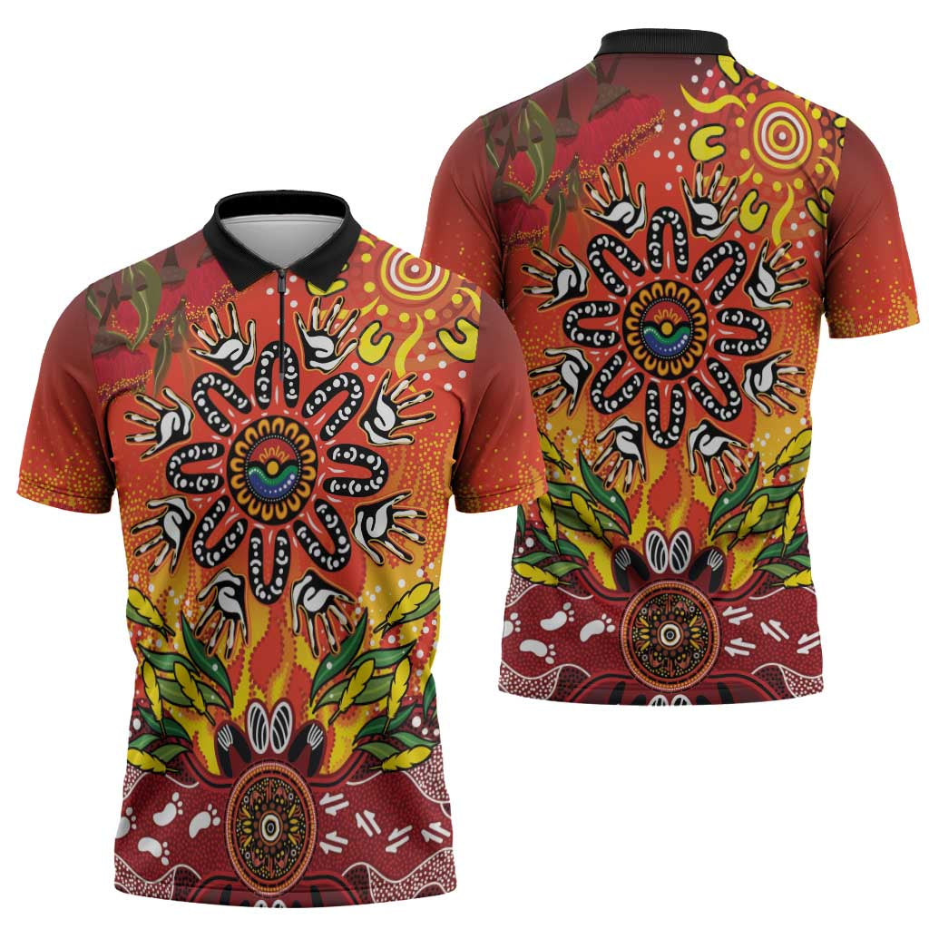 NAIDOC Week 2026 Zipper Polo Shirt 50 Years of Deadly Aboriginal Dot Art