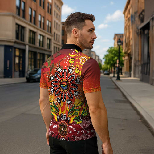 NAIDOC Week 2026 Zipper Polo Shirt 50 Years of Deadly Aboriginal Dot Art