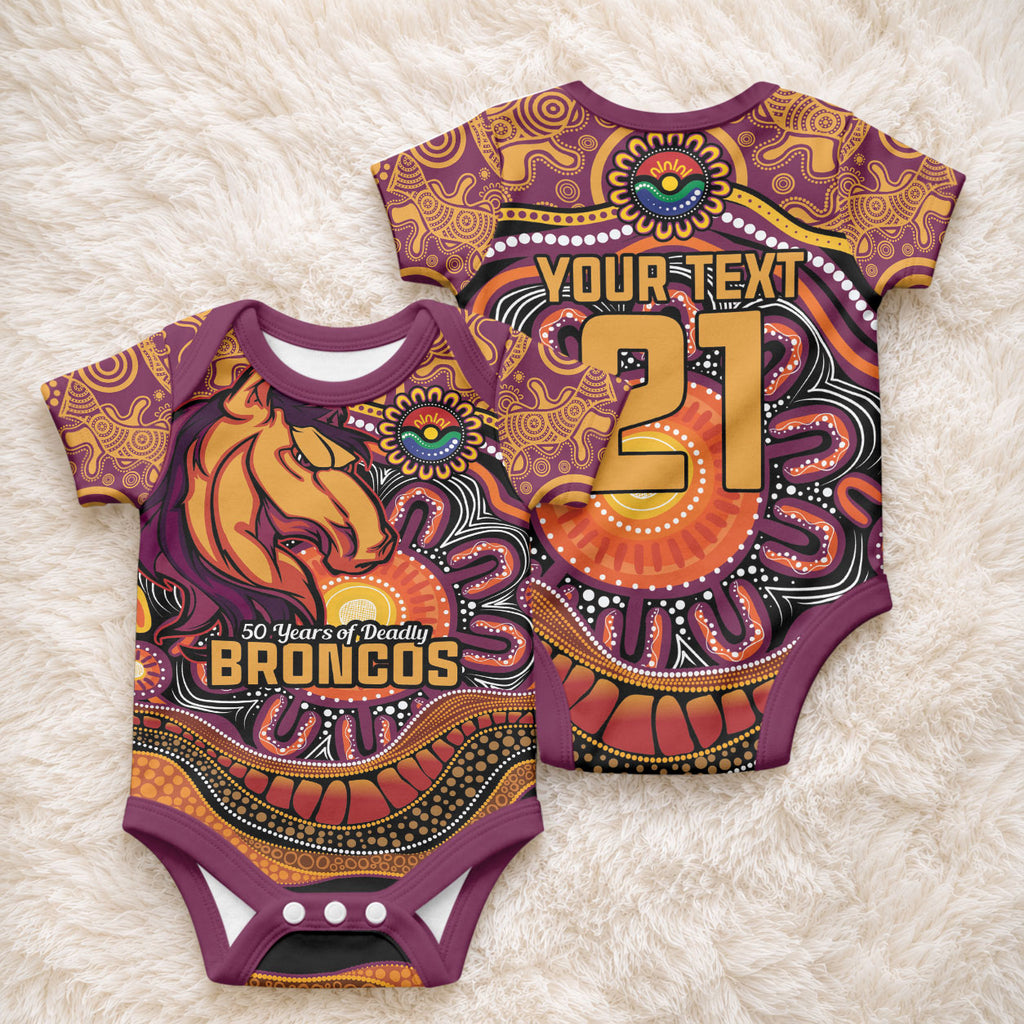 Custom Broncos Honouring First Nations Baby Onesie NAIDOC 2026 Deadly 50 Years
