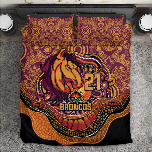 Custom Broncos Honouring First Nations Bedding Set NAIDOC 2026 Deadly 50 Years