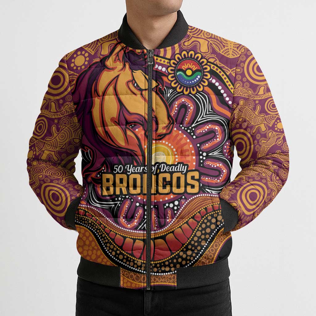 Custom Broncos Honouring First Nations Bomber Puffer Jacket NAIDOC 2026 Deadly 50 Years