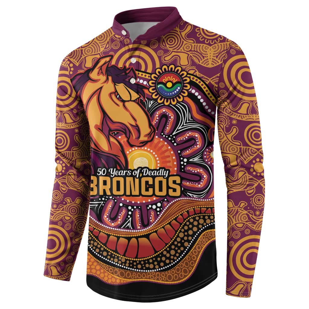 Custom Broncos Honouring First Nations Button Sweatshirt NAIDOC 2026 Deadly 50 Years