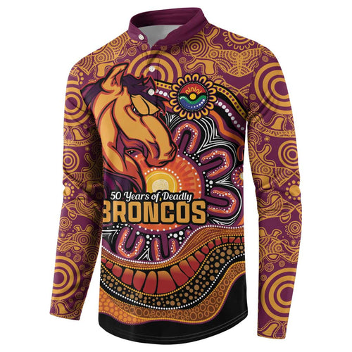 Custom Broncos Honouring First Nations Button Sweatshirt NAIDOC 2026 Deadly 50 Years