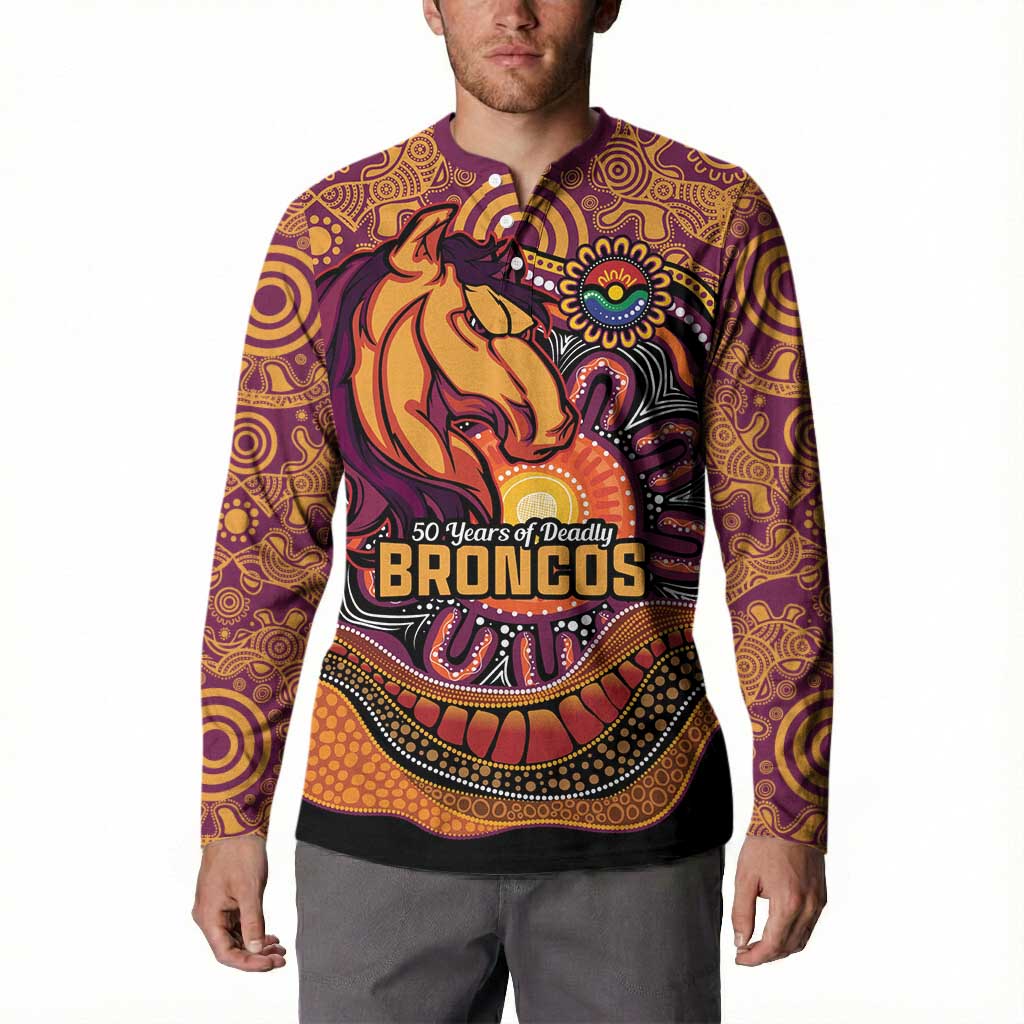 Custom Broncos Honouring First Nations Button Sweatshirt NAIDOC 2026 Deadly 50 Years