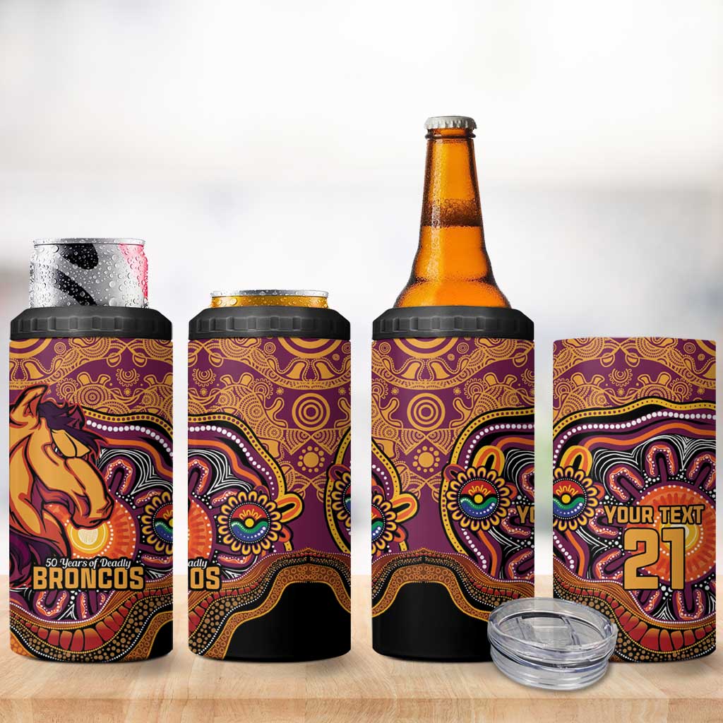 Custom Broncos Honouring First Nations 4 in 1 Can Cooler Tumbler NAIDOC 2026 Deadly 50 Years