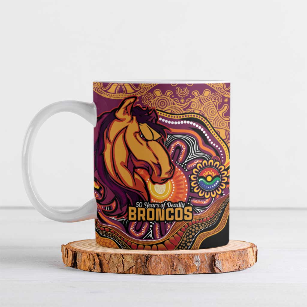 Custom Broncos Honouring First Nations Ceramic Mug NAIDOC 2026 Deadly 50 Years