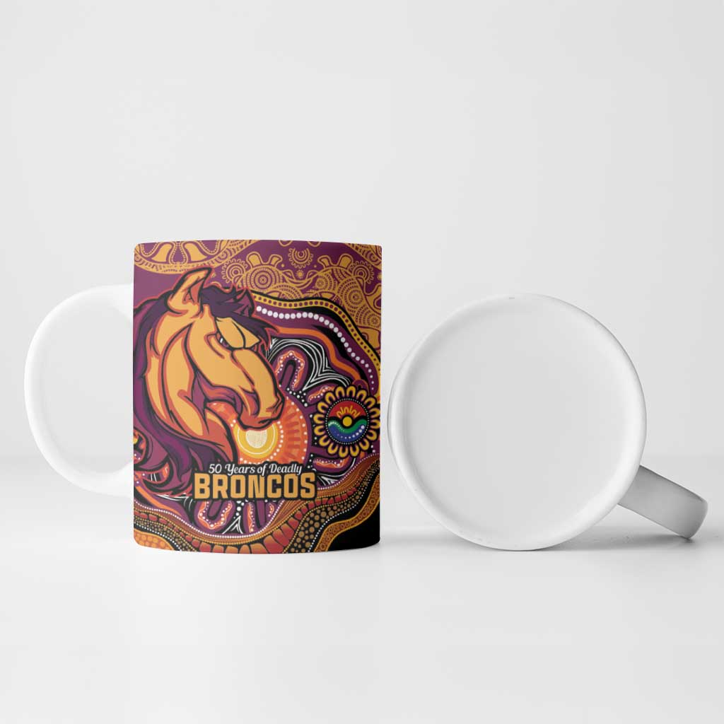 Custom Broncos Honouring First Nations Ceramic Mug NAIDOC 2026 Deadly 50 Years