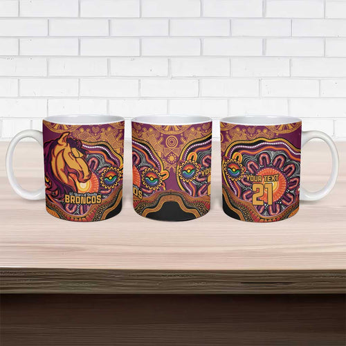 Custom Broncos Honouring First Nations Ceramic Mug NAIDOC 2026 Deadly 50 Years
