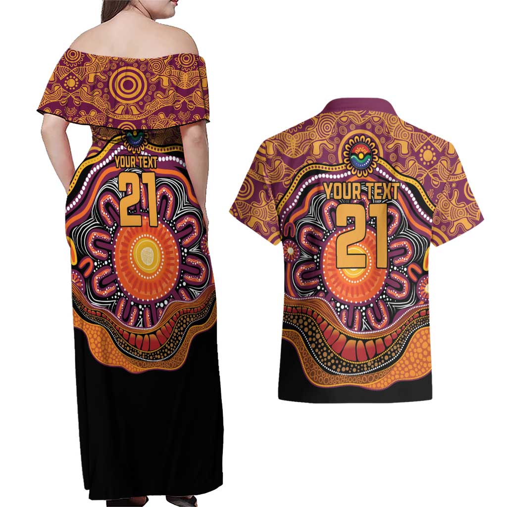Custom Broncos Honouring First Nations Couples Matching Off Shoulder Maxi Dress and Hawaiian Shirt NAIDOC 2026 Deadly 50 Years