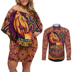 Custom Broncos Honouring First Nations Couples Matching Off Shoulder Short Dress and Long Sleeve Button Shirt NAIDOC 2026 Deadly 50 Years
