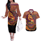 Custom Broncos Honouring First Nations Couples Matching Off The Shoulder Long Sleeve Dress and Hawaiian Shirt NAIDOC 2026 Deadly 50 Years