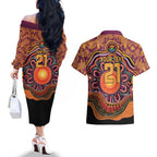 Custom Broncos Honouring First Nations Couples Matching Off The Shoulder Long Sleeve Dress and Hawaiian Shirt NAIDOC 2026 Deadly 50 Years