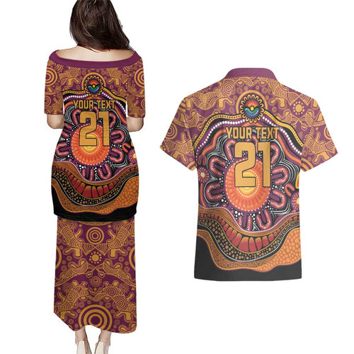 Custom Broncos Honouring First Nations Couples Matching Puletasi and Hawaiian Shirt NAIDOC 2026 Deadly 50 Years